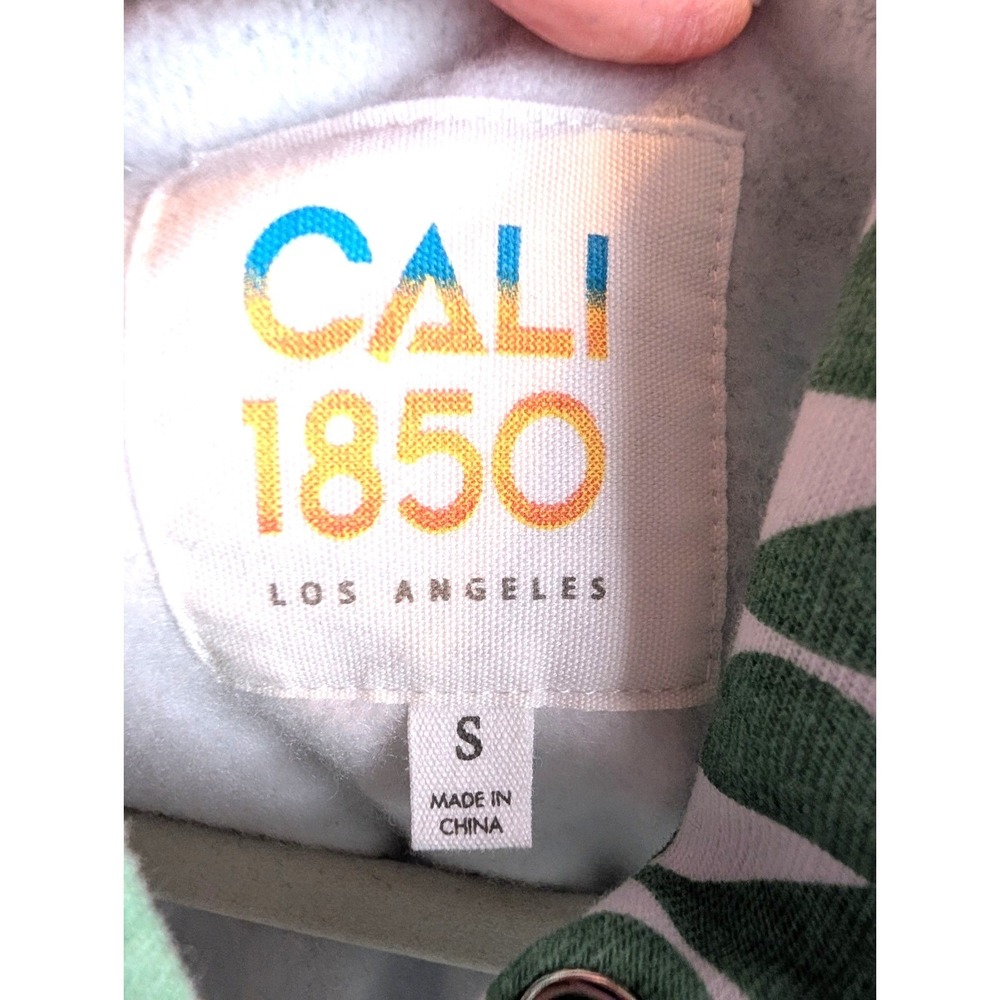 Cali 1850 Los Angeles Green White Geometric Heart‎ Hoodie Small Oversized Cozy - Picture 4 of 9